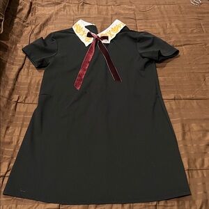 Zara Elegant Black  Dress with Embroidered Collar